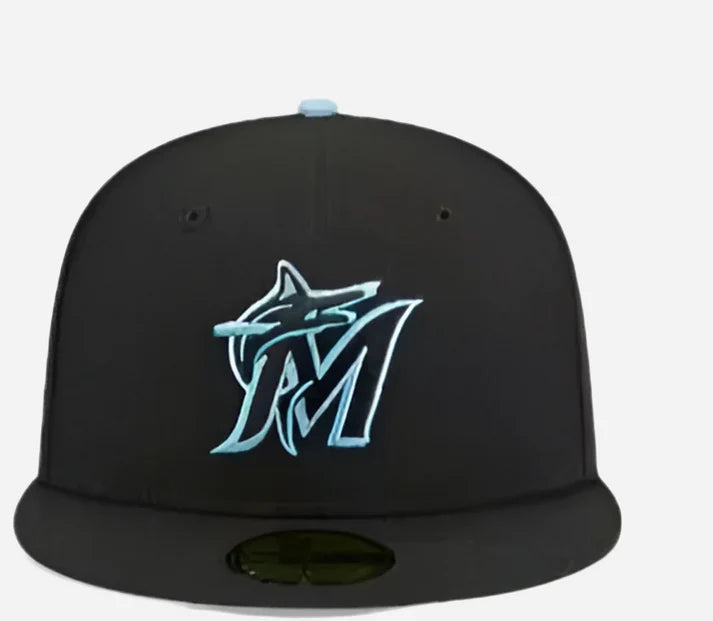 New Era Black Miami Marlins Pastel Undervisor 59FIFTY Fitted Cap