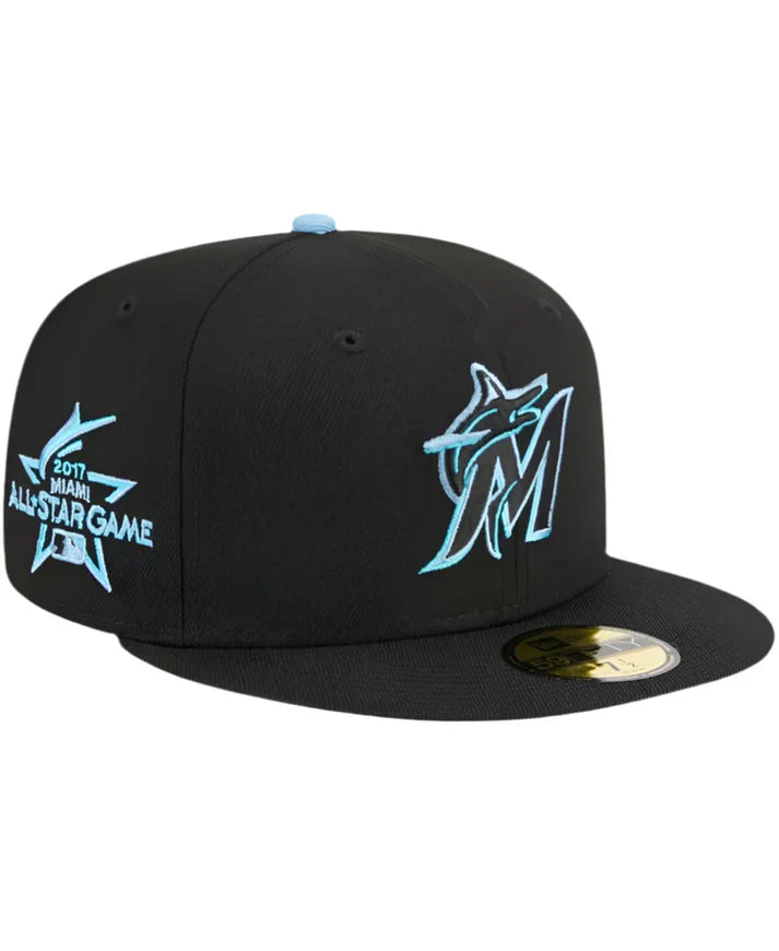 New Era Black Miami Marlins Pastel Undervisor 59FIFTY Fitted Cap