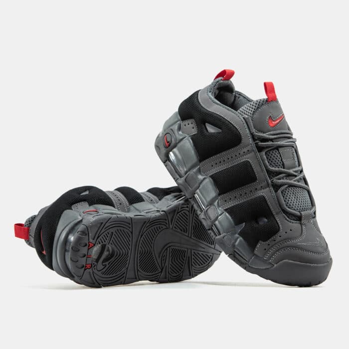 Nike Air More Uptempo Low “Dark Grey, Black & Light Crimson” Sneakers